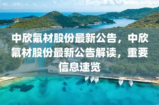 中欣氟材股份最新公告，中欣氟材股份最新公告解讀，重要信息速覽