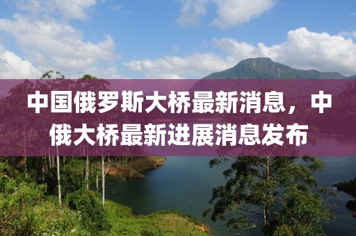 中國俄羅斯大橋最新消息，中俄大橋最新進展消息發(fā)布