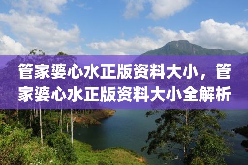 管家婆心水正版資料大小，管家婆心水正版資料大小全解析