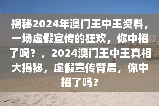 揭秘2024年澳門王中王資料，一場虛假宣傳的狂歡，你中招了嗎？，2024澳門王中王真相大揭秘，虛假宣傳背后，你中招了嗎？