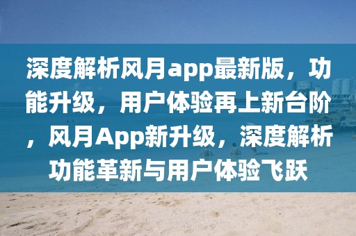 深度解析風(fēng)月app最新版，功能升級(jí)，用戶(hù)體驗(yàn)再上新臺(tái)階，風(fēng)月App新升級(jí)，深度解析功能革新與用戶(hù)體驗(yàn)飛躍