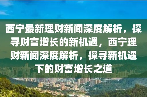 西寧最新理財新聞深度解析，探尋財富增長的新機遇，西寧理財新聞深度解析，探尋新機遇下的財富增長之道