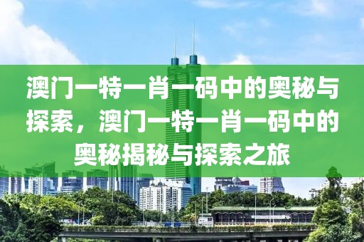 澳門一特一肖一碼中的奧秘與探索，澳門一特一肖一碼中的奧秘揭秘與探索之旅